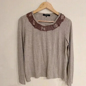 MaxMara WEEKEND jeweled jersey Knit long sleeve top size XL